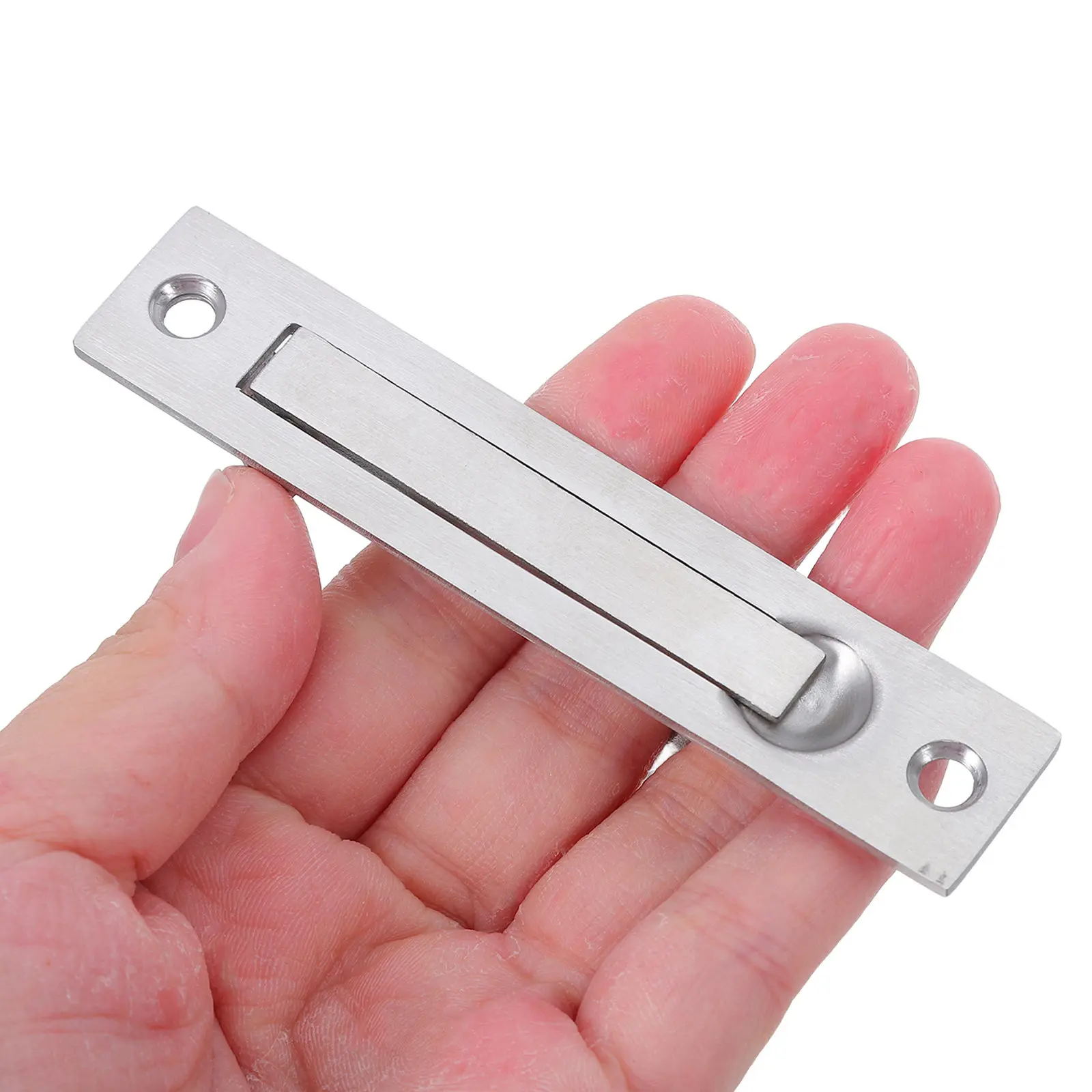 Stainless Steel Edge Hidden Door Pull Recessed Flush Mount Pocket Door Handle for Modern Sliding Doors Brushed Spring