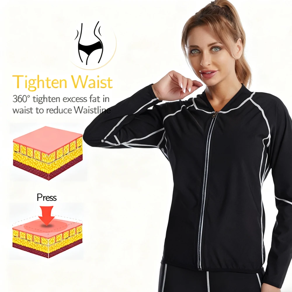GAOYAPO Women’s Sauna Suit Weight Loss Sweat Suit, Top & Pants Sweatshirt Set, Workout Body Shaper for Gym Fitness view 5
