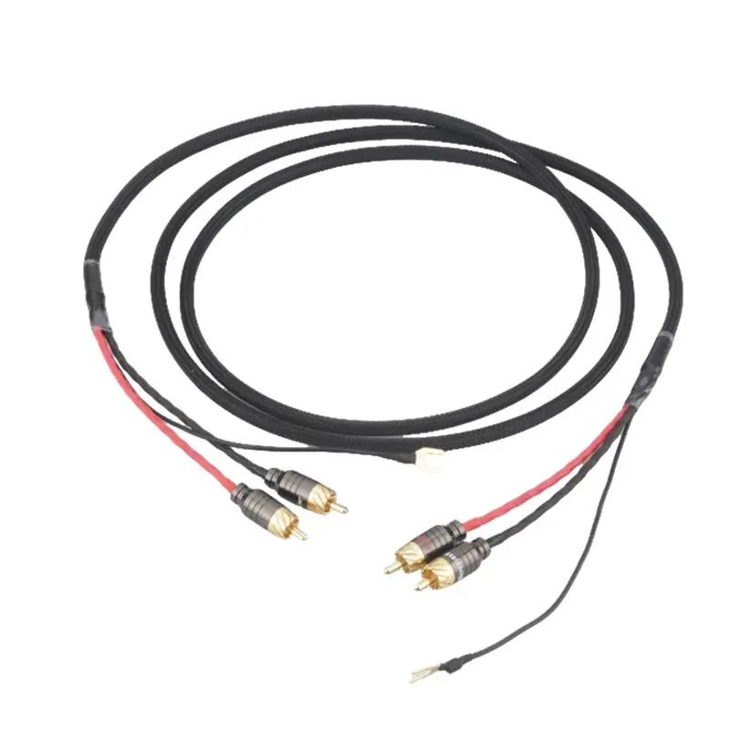 T23C RCA All-In-One Phono Cable 3.28Ft With Ground, High Purity Oxygen-Free Copper Turntable Ground Wire, Hifi Audio