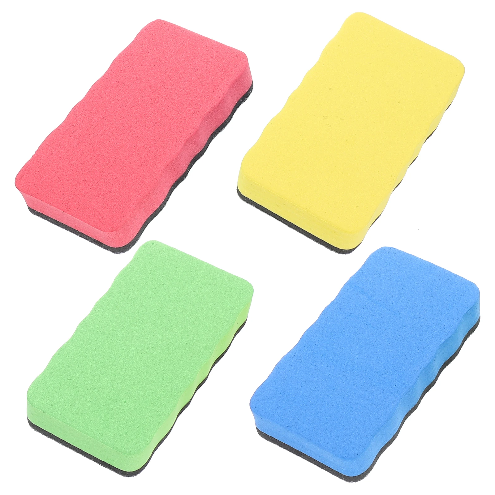 

4pcs EVA Felt Magnetic Blackboard Whiteboard Erasers Red Yellow Blue Green Cleaning Tools for School Office Home Dry Erase