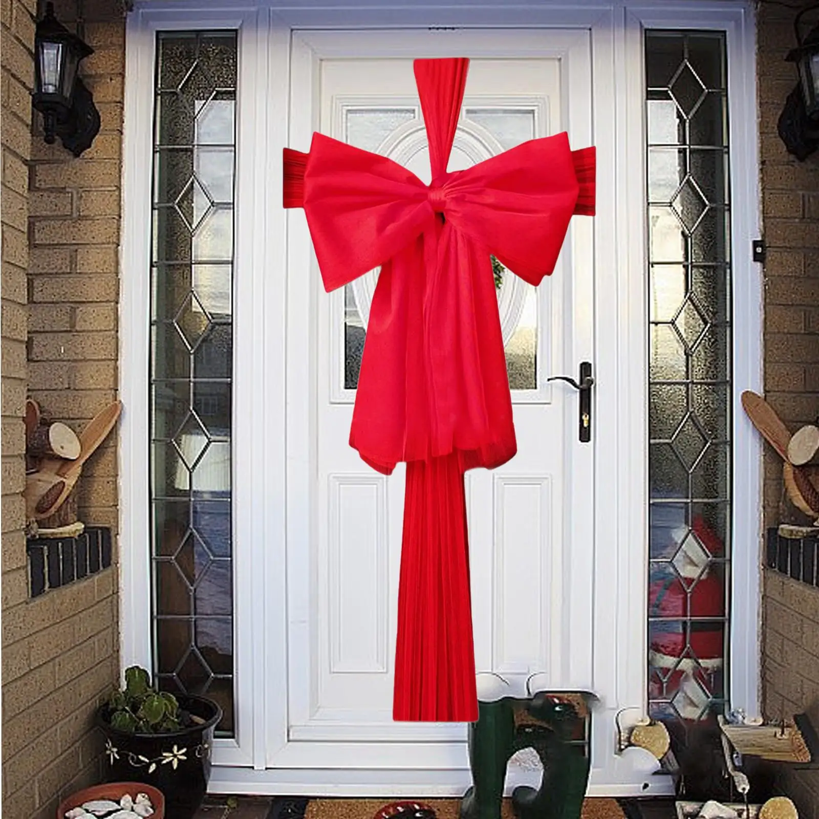 Arco de puerta de Organza de Navidad, lazo grande de Navidad para colgar en la puerta, lazo grande para ceremonia de recepción, suministros para fiestas, manto de celebración