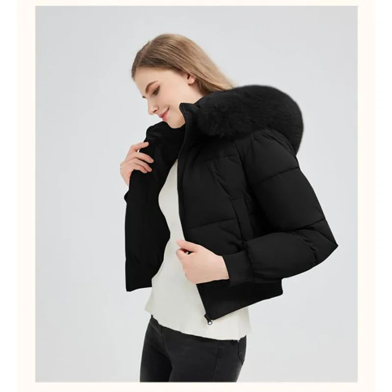 Winter 2025, neue frauen Europäischen Amerikanischen Stil Mantel Unten Baumwolle gefütterte Weibliche Kurze Taille Jacke Kurze Mode Lose over