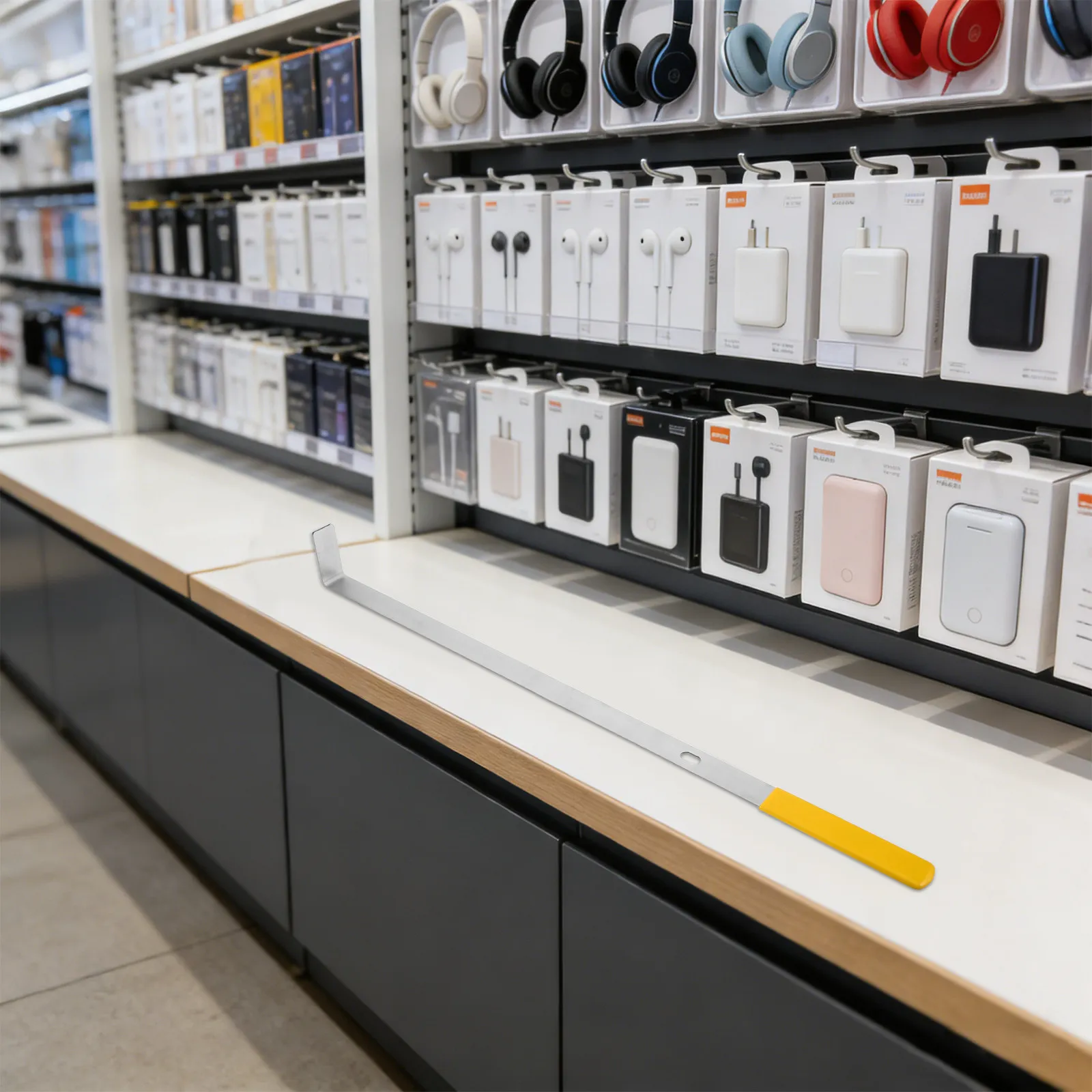 

Stainless Steel Shelf Sorting Puller 21.85 Inch Supermarket Merchandising Pusher Ruler Grocery Store Shelf Organizer Tool