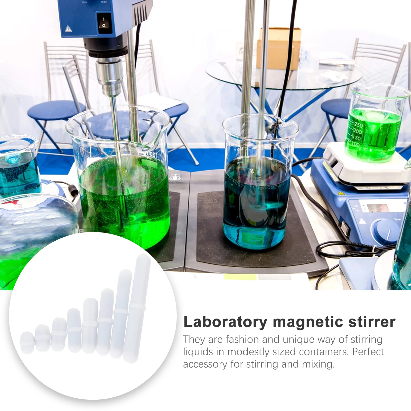 8pcs Stirring Rotor Magnetic Bar Mixer Rod Lab Accessories White Type Acid Alkali Resistance Teaching Equipment