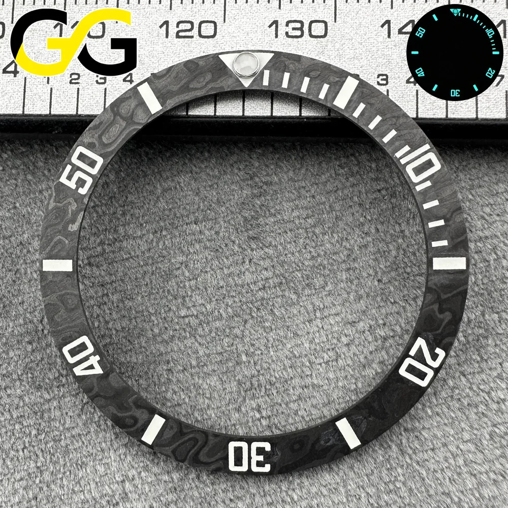 38mm*30.7mm Slope Carbon Fiber Bezel Insert Watch Parts Blue BGW9 Luminous Watch Cases Replace Accessory Diving GMT Bezel
