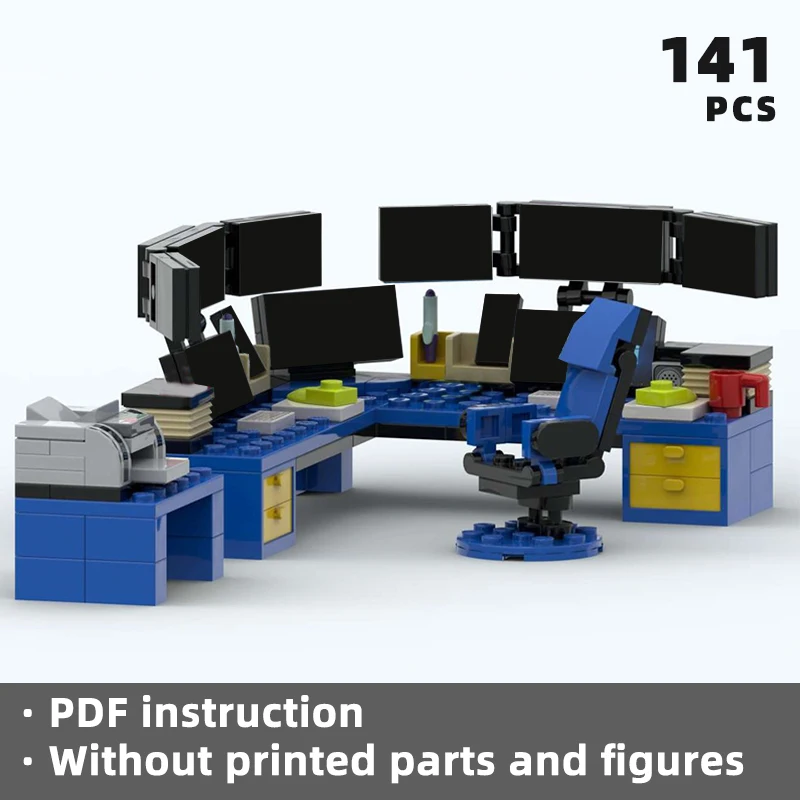 advanced finance desk bricks high tech workspace blocks professional control room city office layout workstation display unique