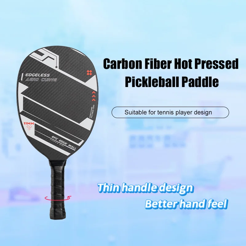 High Quality Lightweight 11MM Thickness Long Grip Hot press Integrated Carbon Fiber Pickleball Paddle