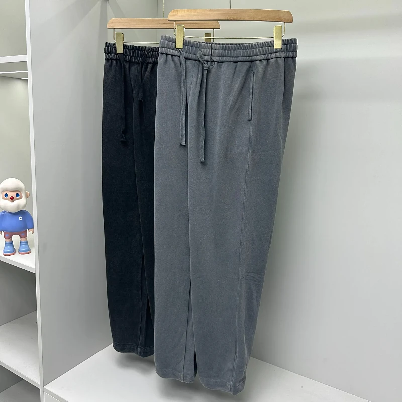 

Высококачественные вязаные мужские повседневные брюки свободного прямого кроя для активного отдыха, универсальные, для поездок на работу, длинные, из комфортной, приятной для кожи ткани