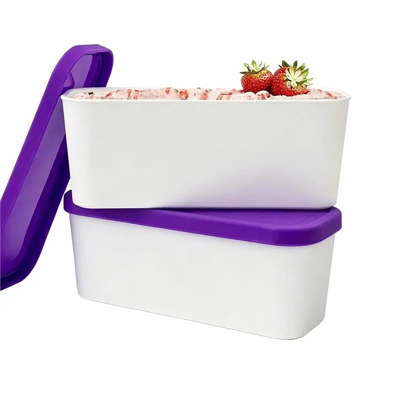 ABCA-Reusable Ice Cream Tub Container Set(2 Pieces) 1.6 Quart Each-For Homemade Sorbet, Yogurt, Gelato Storage
