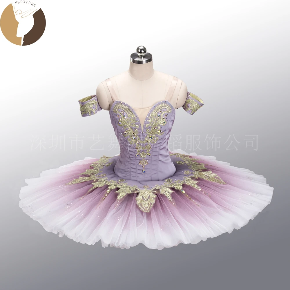 

FLTOTURE QW1479 High Quality 10 Layers Girls Pancake Tutu Skirt Ballet Nutcracker Lilac Fairy Performance Costumes Dancewear