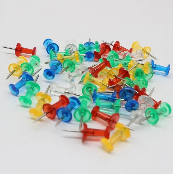 Picture 3: Multicolor Plastic Tacks Push Pins 100 200 300 Pcs Assorted Thumb Tacks for Office School Stationery