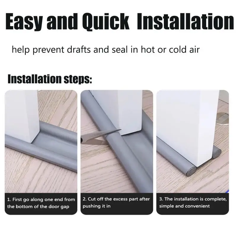 شريط عازل للباب مقاوم للرياح، حماية مزدوجة تحت مسودة الباب، مانع عازل للصوت والغبار لراحة المنزل المحسنة. #4