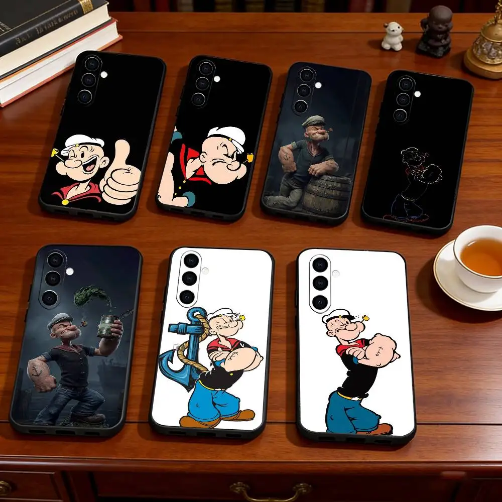C-Cute cartoon P-Popeye Phone Case For Samsung Galaxy A73,A72,A71,A70,A53,A52,A51,Soft Silicone Black Cover