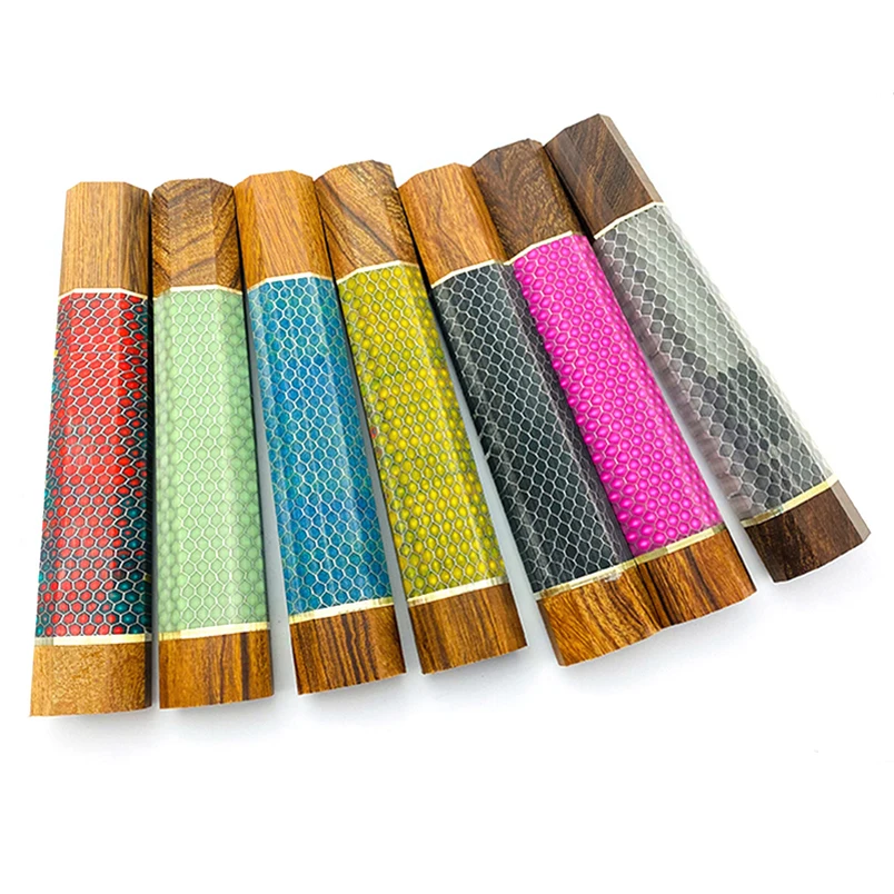 

11 Honeycomb Snake Skin Patterns Natural Wood Resin Copper Material Japanese Style Octagonal Wooden Kitchen Knife Handle Scales