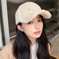 Winter Plush Baseball Cap Fur Thicken Warm Casual Hip Hop Hats All-match Sports Cap For Women Men