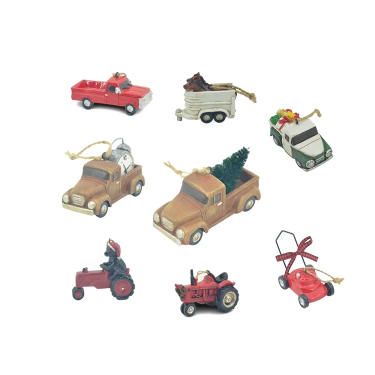 

Vintage Model Cars Decor Resin Wall Art Car Christmas Tree Decoration Hanging Truck Holding Ornament With Tree