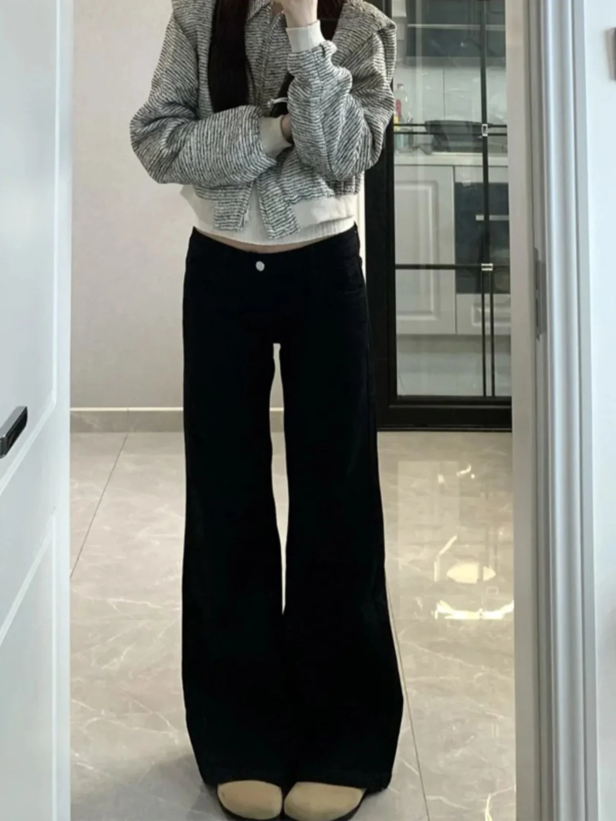 

plus Size Bla Slimming Wide Leg Jeans Women's Spring New Sle Elastic Micro Flared Denim Pants High Waist Cotton Stretch