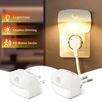 Motion Sensor LED Night Light AC 85-265V EU US Socket PIR Human Induction Lamp 3 Modes Plug In Wall Lamp For Bedroom Hallway