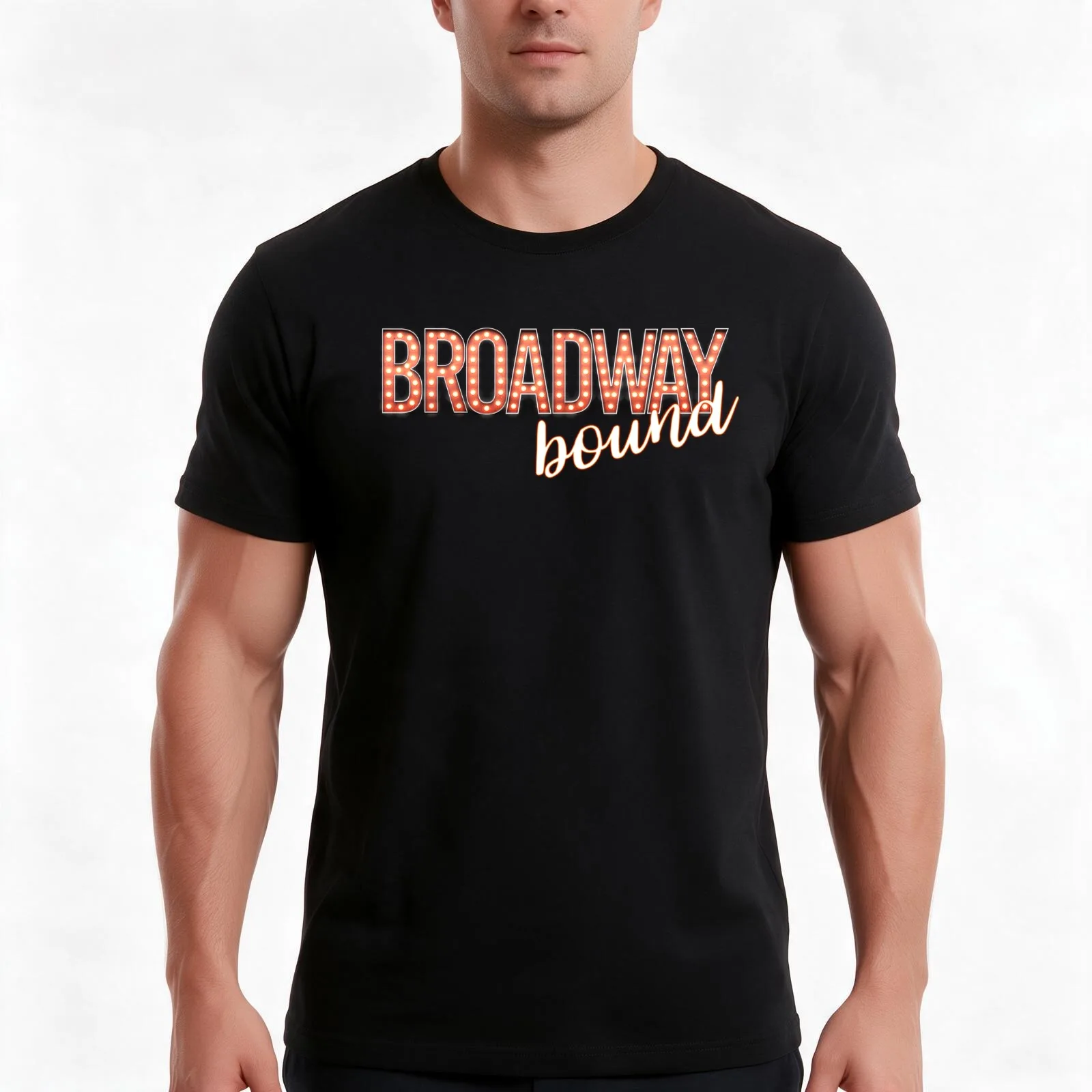 Broadway Bound Gift | Broadway Marquee Neon Lights T-Shirt, Summer Casual Cotton Tee, Oversized Streetwear Tops, 100% Cotton