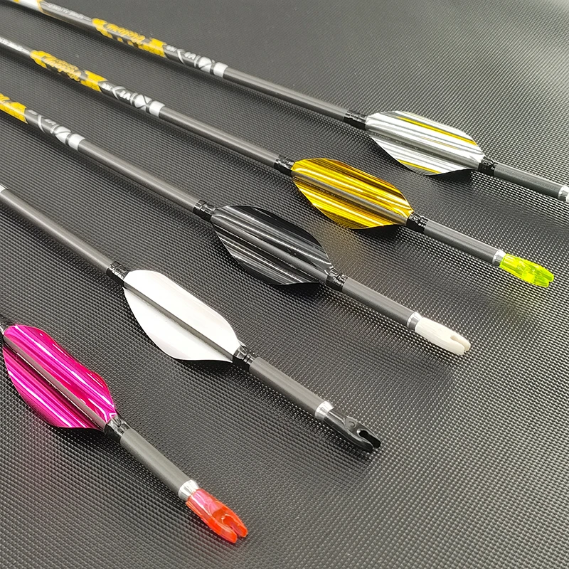 

New ID4.2mm Carbon Arrow Spine350-900 with 1.8in Spin Vanes Spiral Feather Stainless Steel Arrowheads Recurve Compound Bow 12Pcs