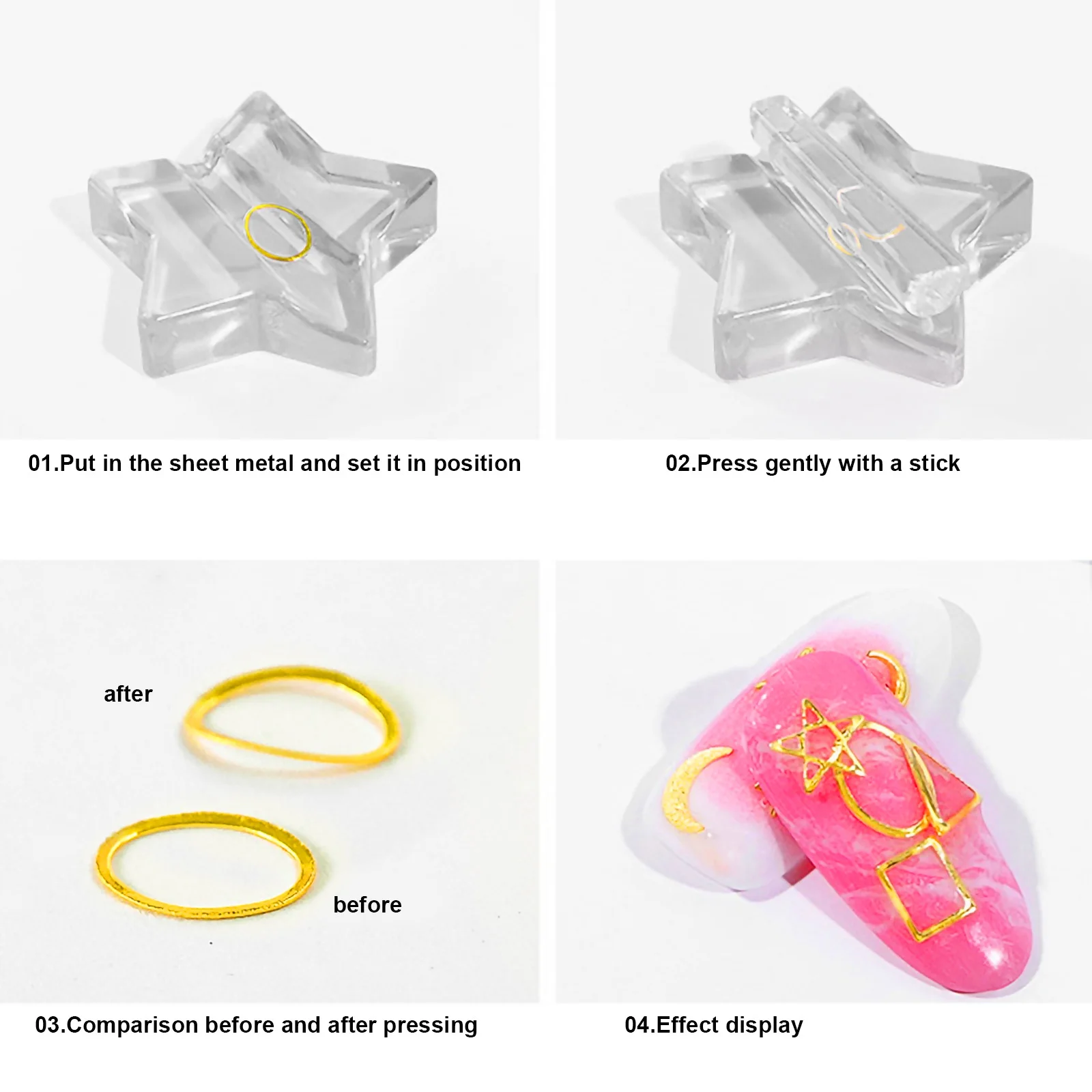 4Pcs Nail Art Design Mold Reusable Frame Bending DIY Manicure Supplies Halloween Gift Idea Nail Equipment Frame Bending Mold