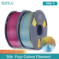 SUNLU 2KG Silk PLA Plus Four Colors Filament 1KG 1.75mm Pla+ Rabinbow Four Colors Neatly Wound 3D Filament for 3D Printer