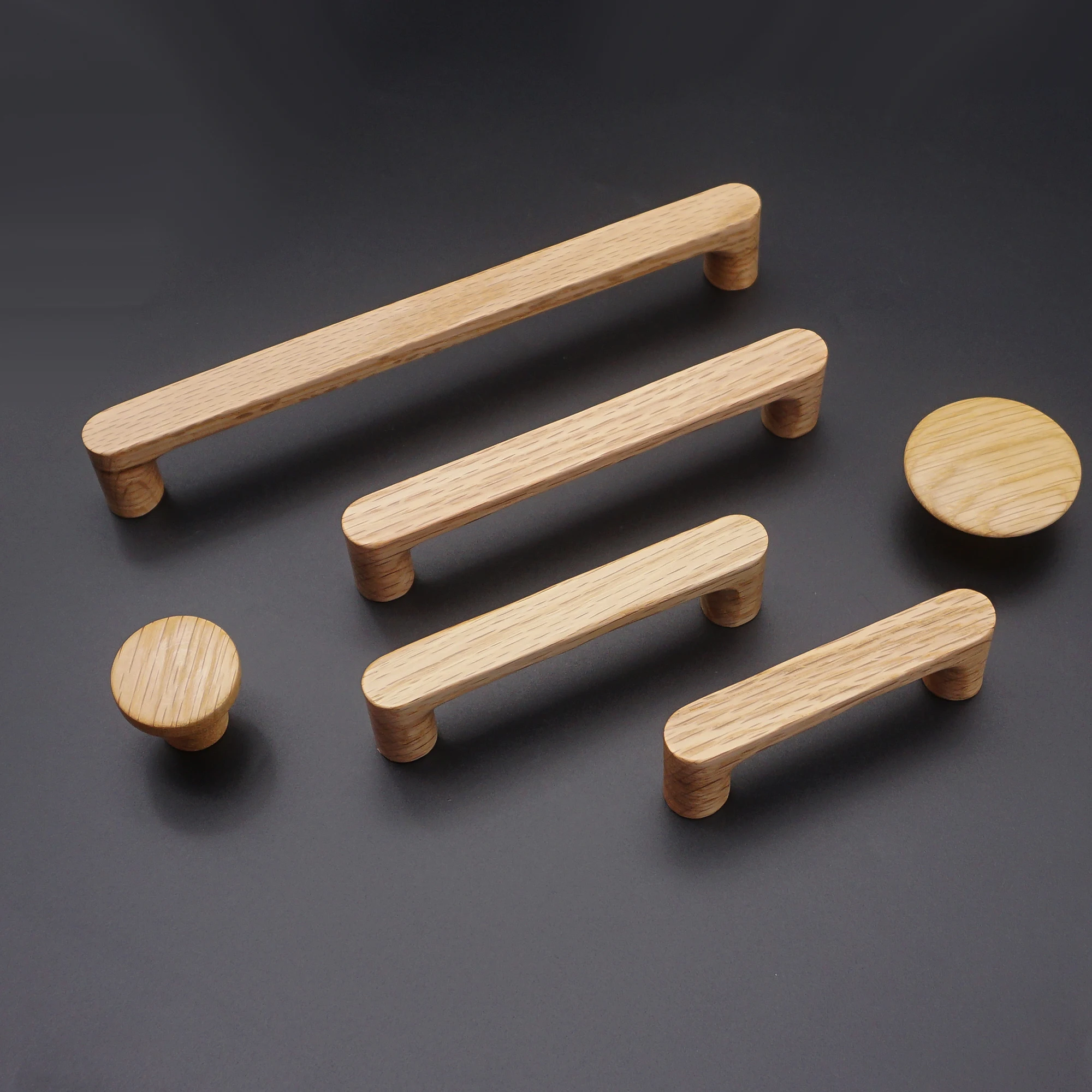 Natural Wooden Handles for Furniture Black Walnut Beech Cabinet Handles Modern Wardrobe Pulls Minimalist Kitchen Accessories