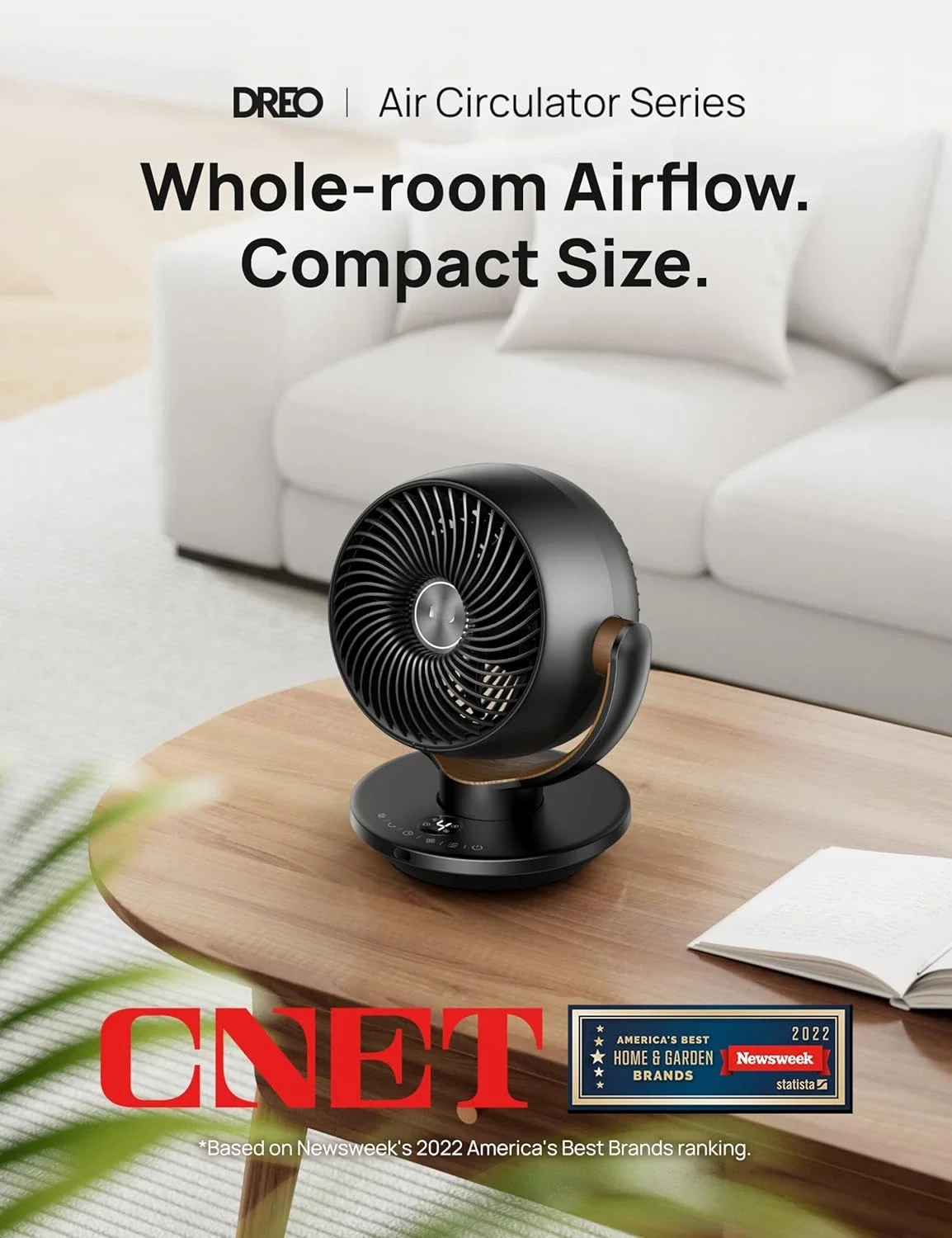 Ventilador para dormitorio, circulador de aire de escritorio con control remoto, ventiladores de mesa de 11 pulgadas para toda la habitación, potente flujo de aire de 60 pies, 120 ° Vertical M