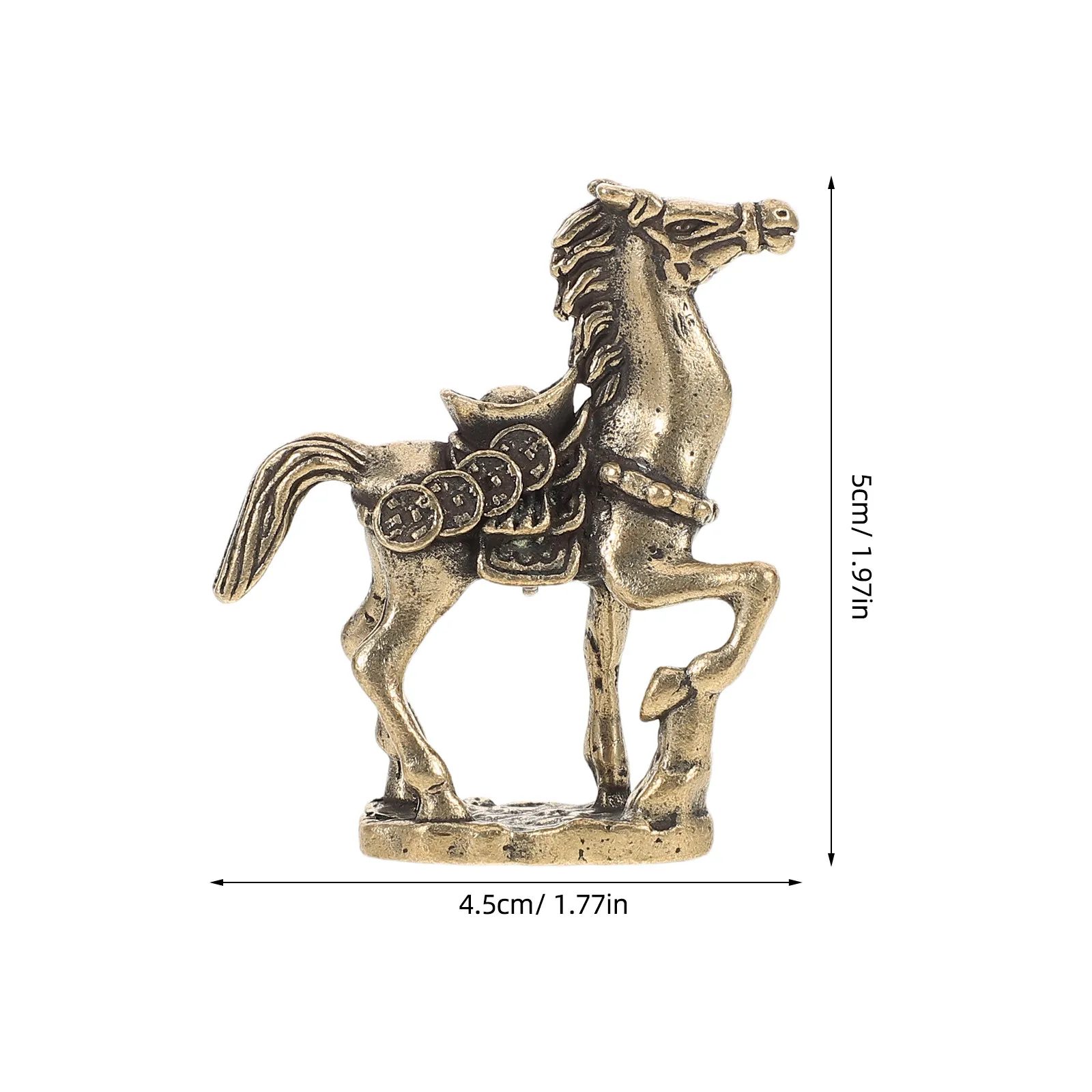 Chinese Zodiac Brass Horse Statue Feng Shui Wealth Decor Office Desk Tea Pet Home Decoration Copper Ornament Riding Horse Statue