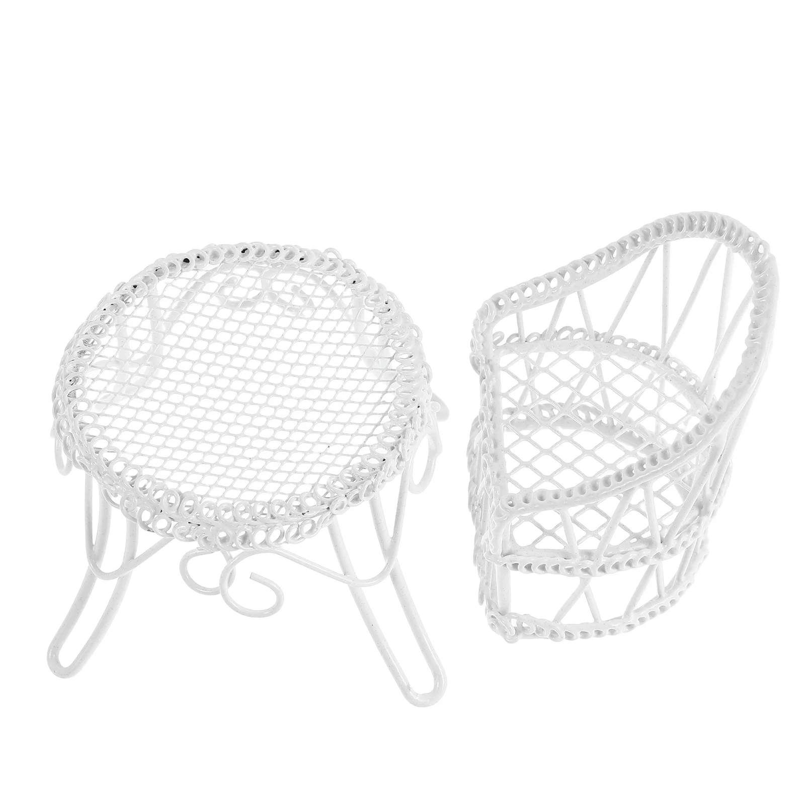 

Mini Table Chair Set Miniature Dollhouse Garden Furniture Iron Accessories Home Decor Model Display Photography Prop Small World