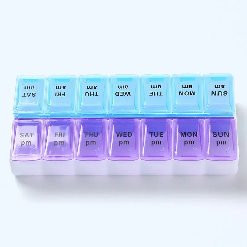 14 Grids Weekly Pill Case 7 Days Medicine Box Tablet Dispenser Organizer Pill Box Splitters Plastic Storage Box  pill container