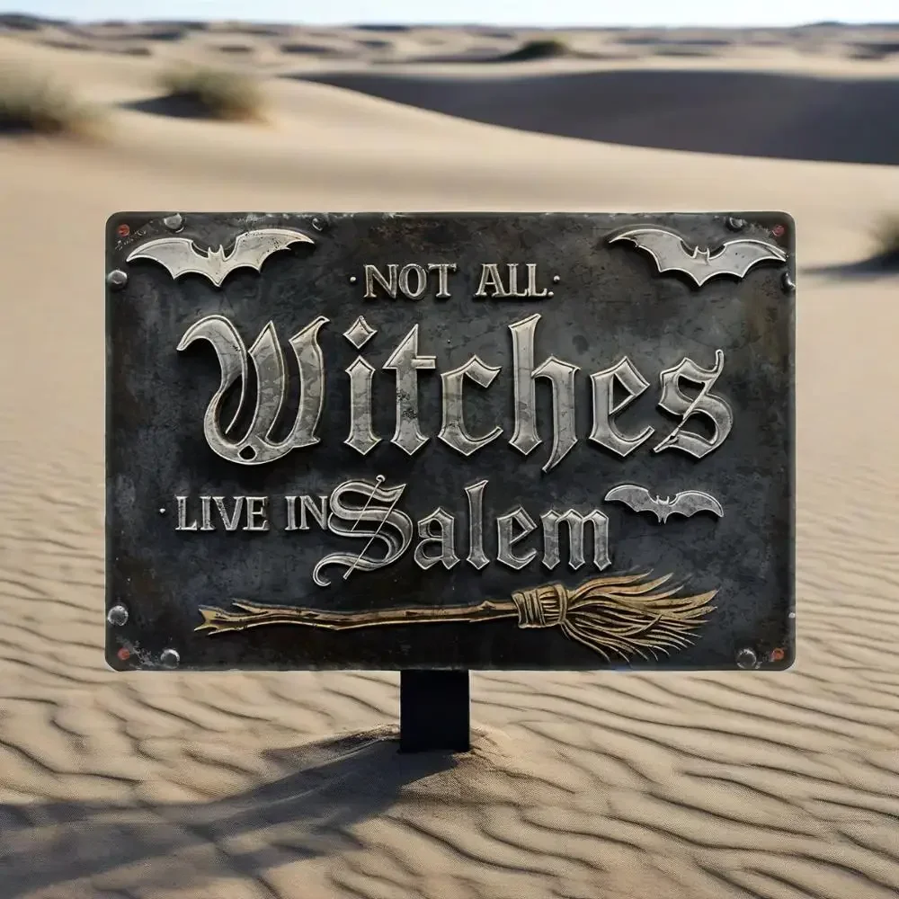 CIFBUY Vintage Gothic Witches Broomstick Sign Retro Aluminum Wall Art Waterproof Rustproof Plaque For Living Room Bedroom