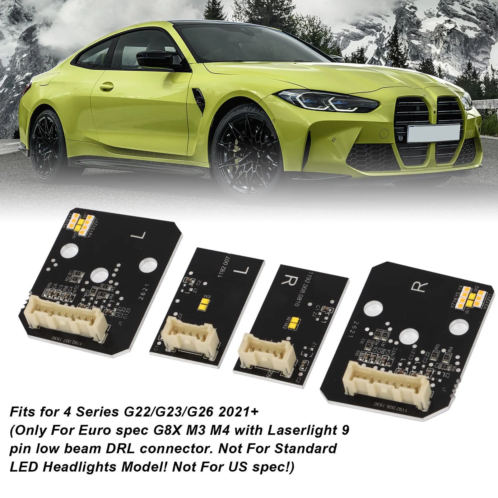 

Yellow DRL LED Modules Board Set for M3 G80 M4 G82 G83 Laserlight Euro 2021 and Later Yellow LED Modules DRL LED Boards