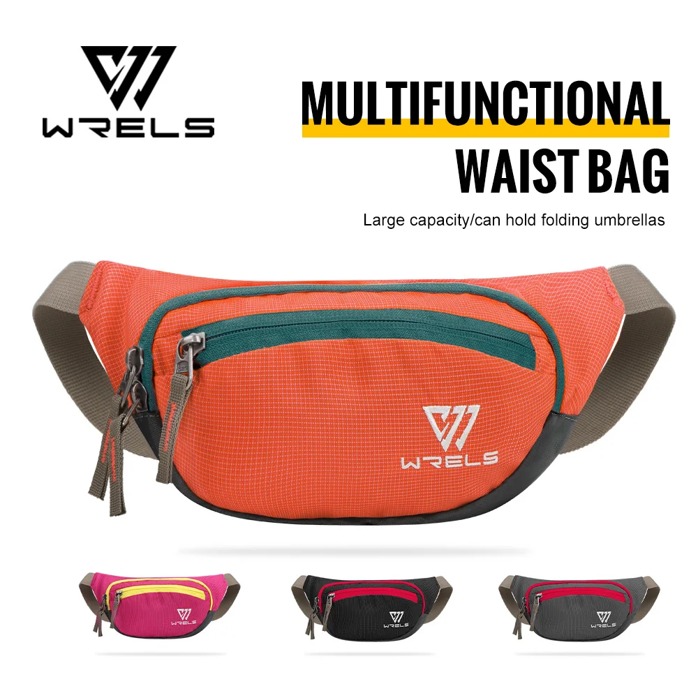 WRELS Running Waist Bag Waterproof Sports Waistpack Ultra Light Bounce Free Bumbag Breathable Fanny Pack Cycling Jogging Beltbag
