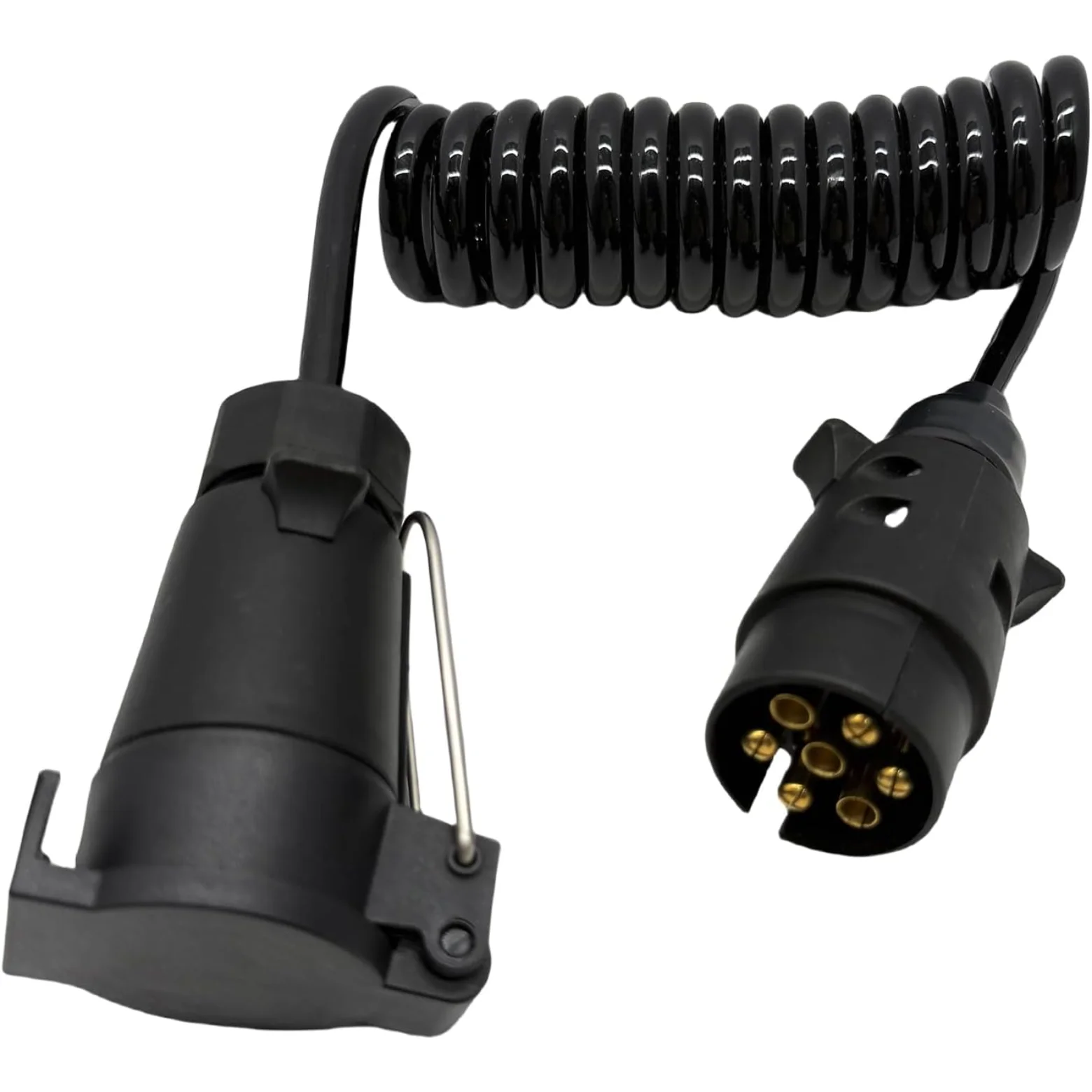 

7 Pin Trailer Extension Cable 2.0m Coiled Cable with Plug Socket Male to Female Connector Tractor Towing Adapter for Car