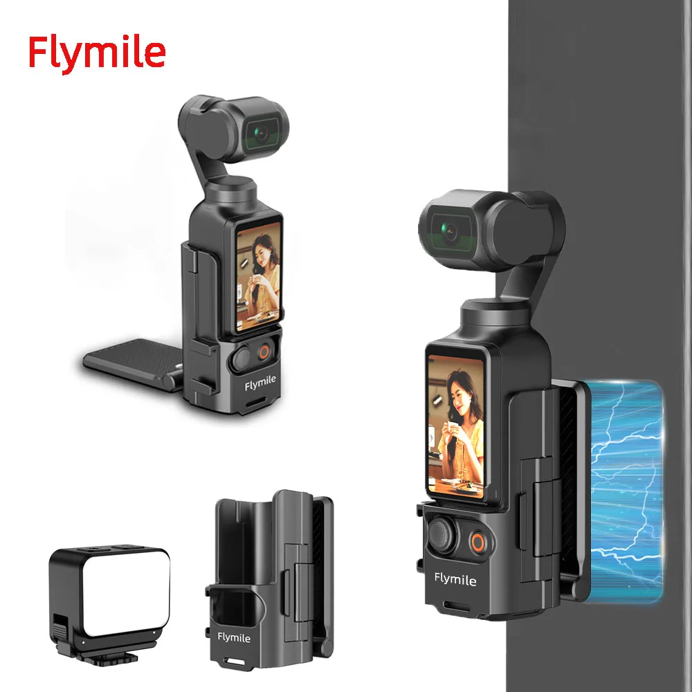 

Flymile Magnetic Mount Holder for Dji Osmo Pocket 3 with 1/4" Screw Hole & Cold Shoe Stand for Travel/Live Grip Camera Accessory