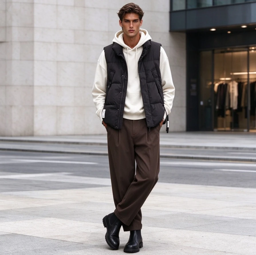 Men Cargo Parkas Vest Sleeveless Thick Jacket Vests Waistcoat Y2k Streetwear outwear Stand Neck Pockets Single Breasted 2026