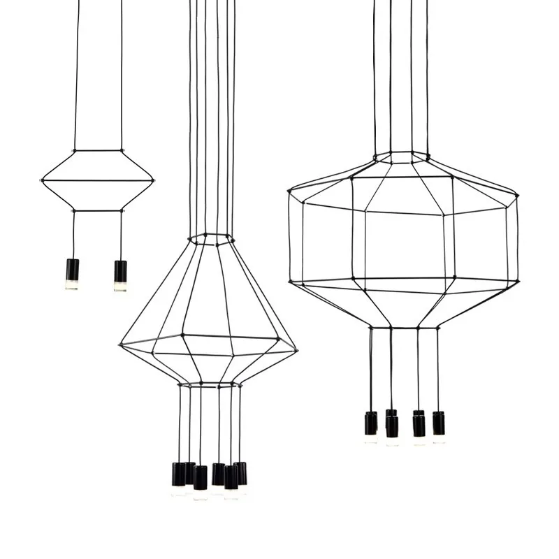 Geometric Lines Villa Living Room Empty Duplex Staircase Long Chandelier