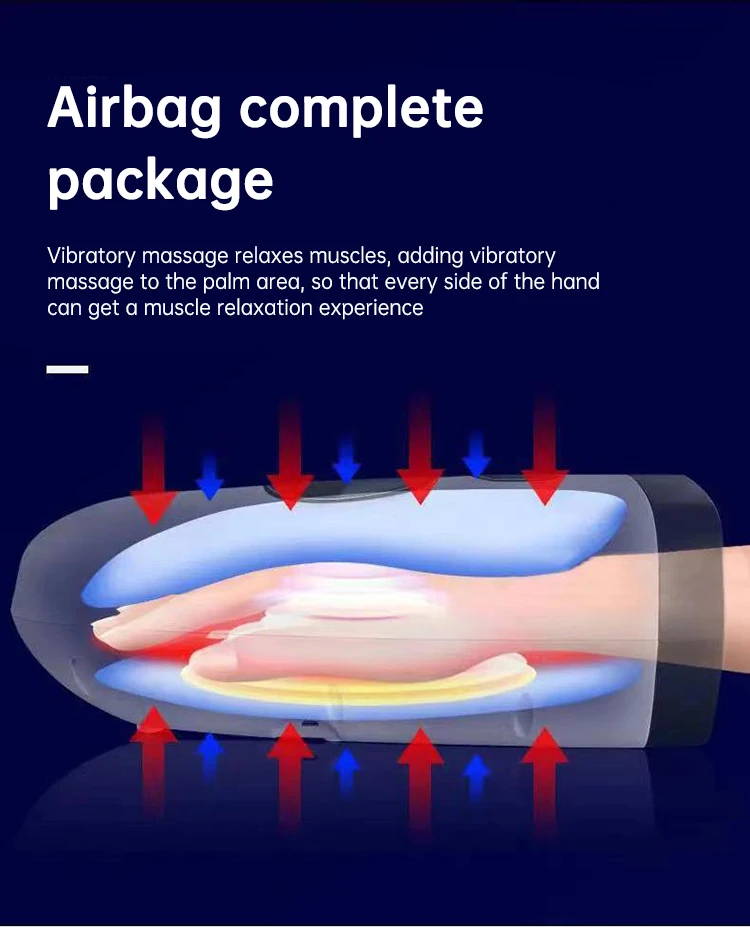 Electric Hand Massager, Vibration Heat Compression, Palm Finger Massage, 6 Modes, Relieve Fatigue Pain