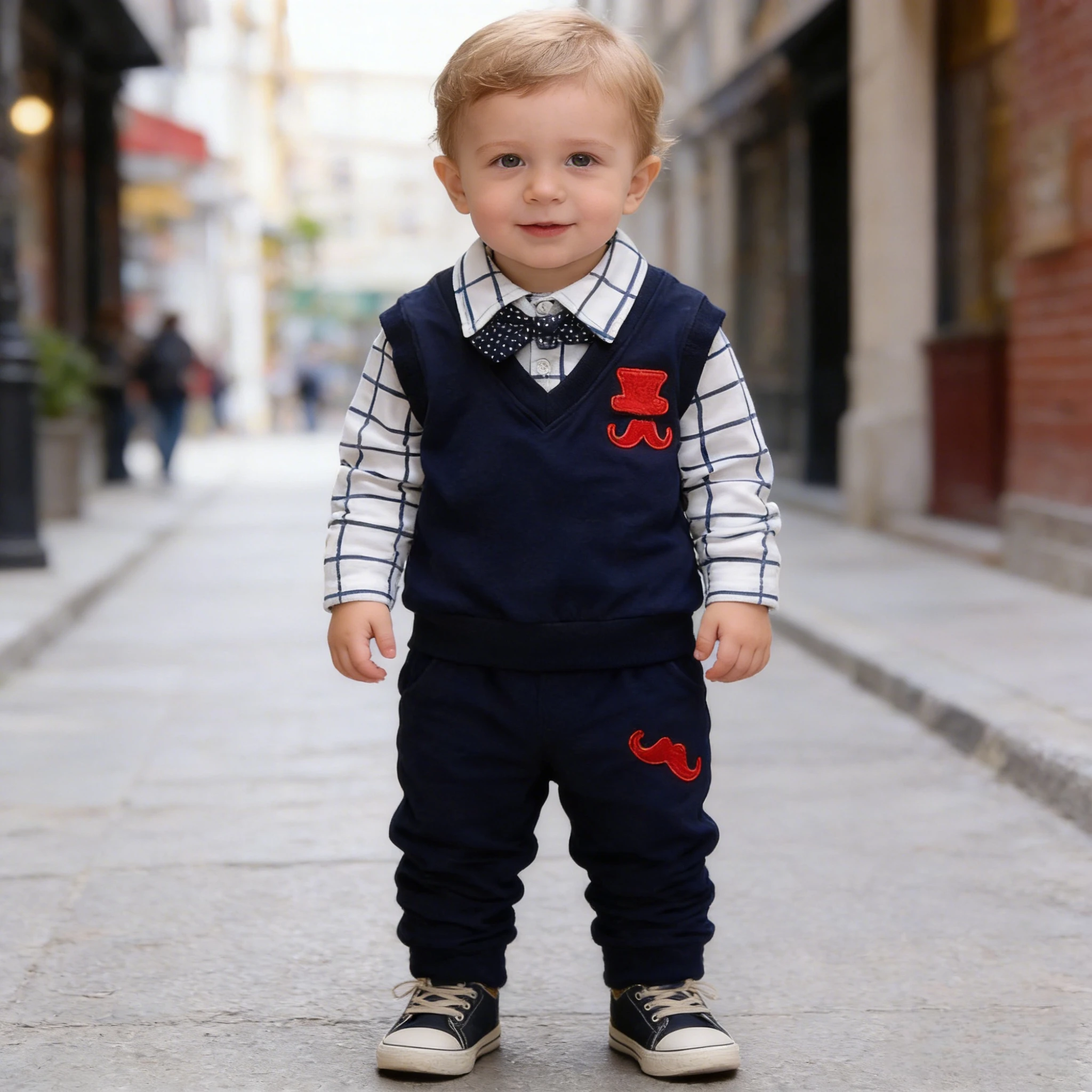 Baby Boys Spring Autumn Set Bearded Tops+Casual Pants 2 Piece Clothing Sets