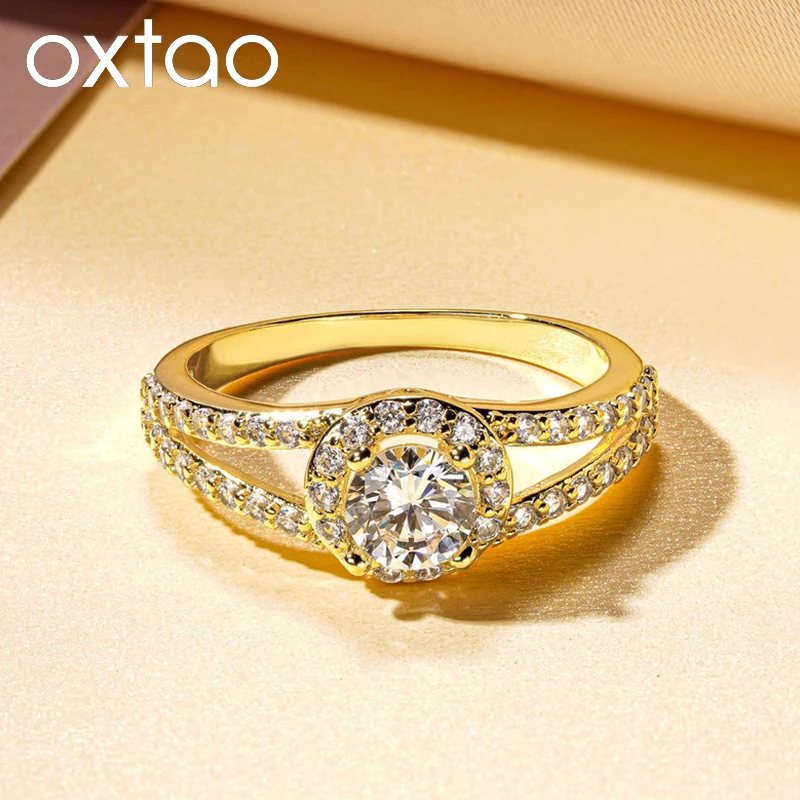 

OXTAO Luxury Wedding Band Rings For Women Cubic Zirconia Charms Bridal Wedding Engagement White/Gold Color Ring Anniversary