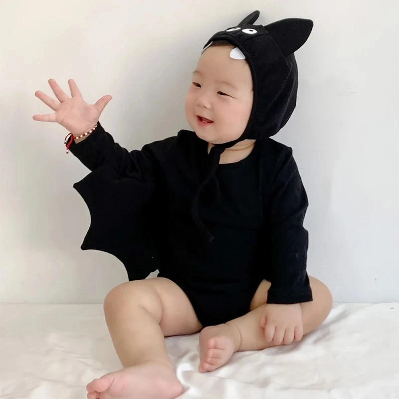 Umorden Ins Korea Style Bat Baby Costume for Baby Boys Girls Halloween Clothes Fantasia Romper Hat 2pcs/set 3M 6M 9M 12M 18M