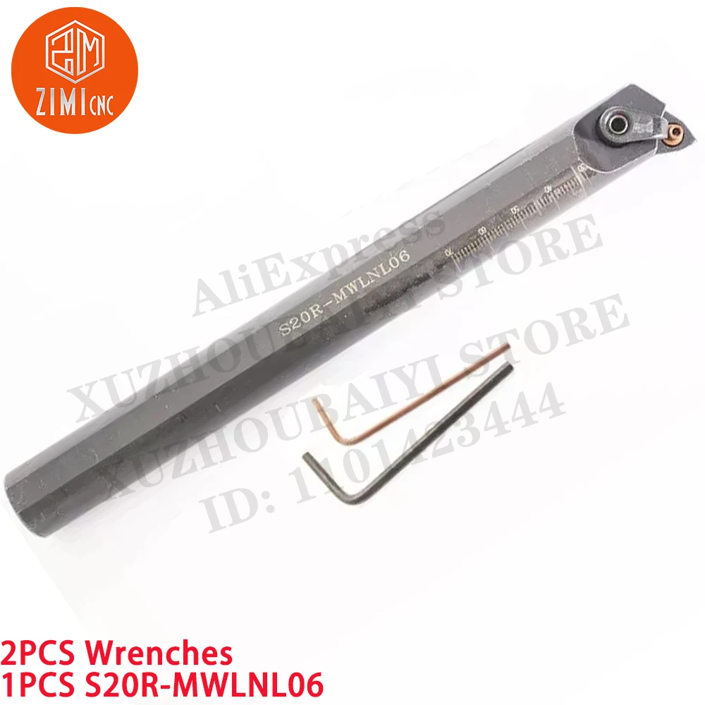 1PCS S20R-MWLNL06 20*200mm 95° Internal turning tool holder for WNMG0604 Carbide Inserts CNC metal lathe mechanical cutting tool