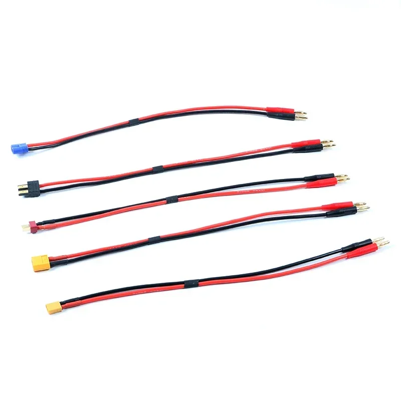 20Cm Ec3 Ec5 Xt30 Xt60 Trx T Stekker Mannelijke Koplading Lood Naar 4.0Mm Bananenpluggen Oplaadkabel Siliconen Draad 14awg Voor Lipo-Batterij