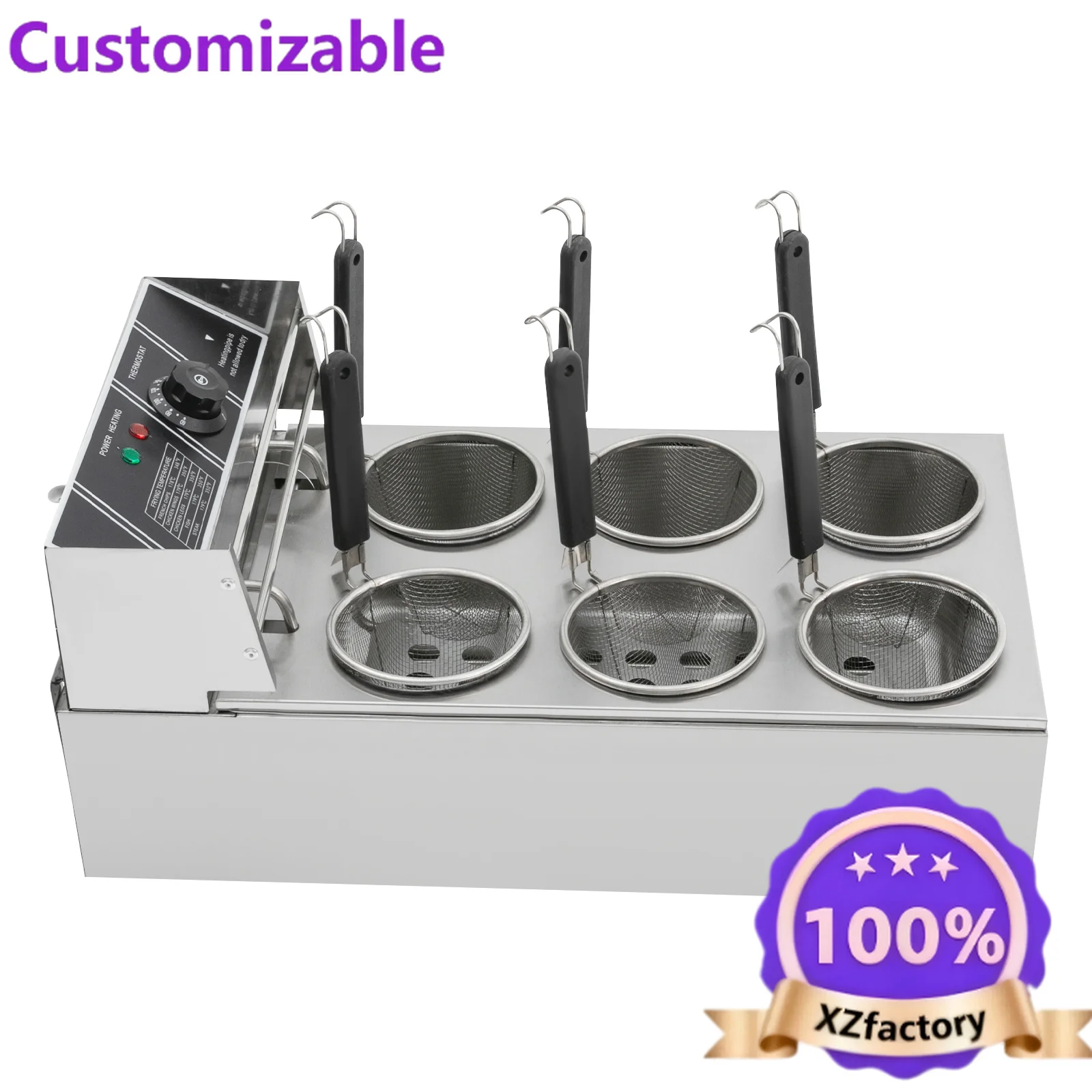 Factory Direct 2026 Top RatedOlla Eléctrica para Pasta con Temperatura Ajustable, Cocedor de Fideos con 6 Cestas para Restaurant