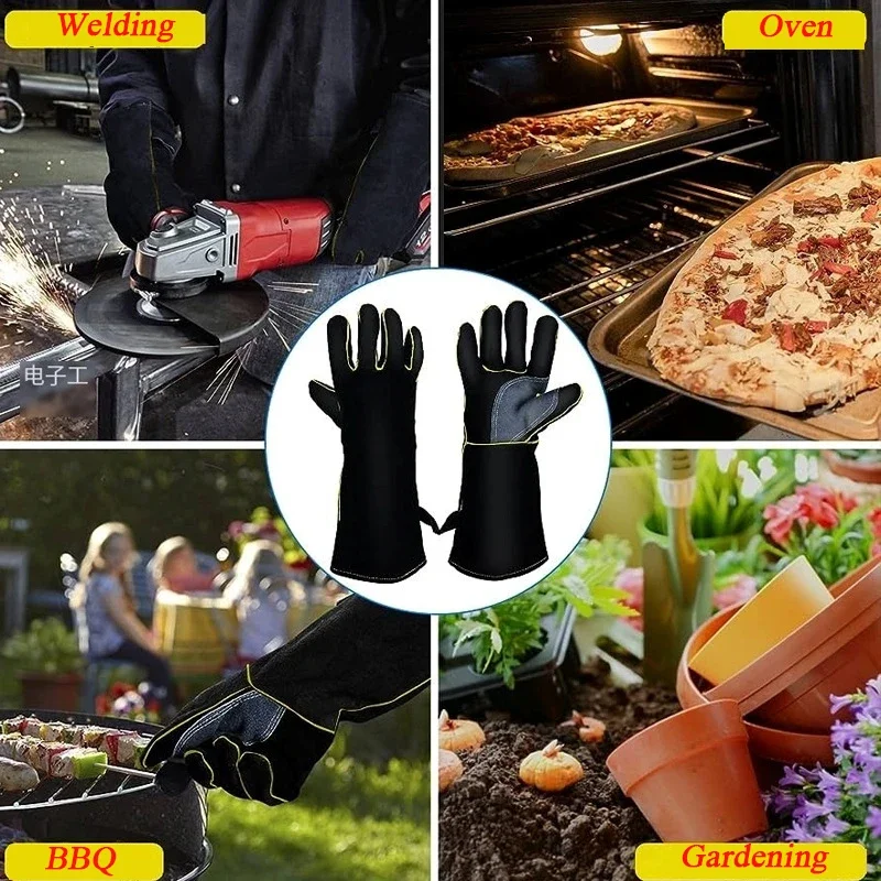 Yanmaz Tig/Mig kaynakçı kaynak eldivenleri, ısıya dayanıklı fırın eldivenler, ısı yalıtımı barbekü eldivenleri guantes para trabajo hombre