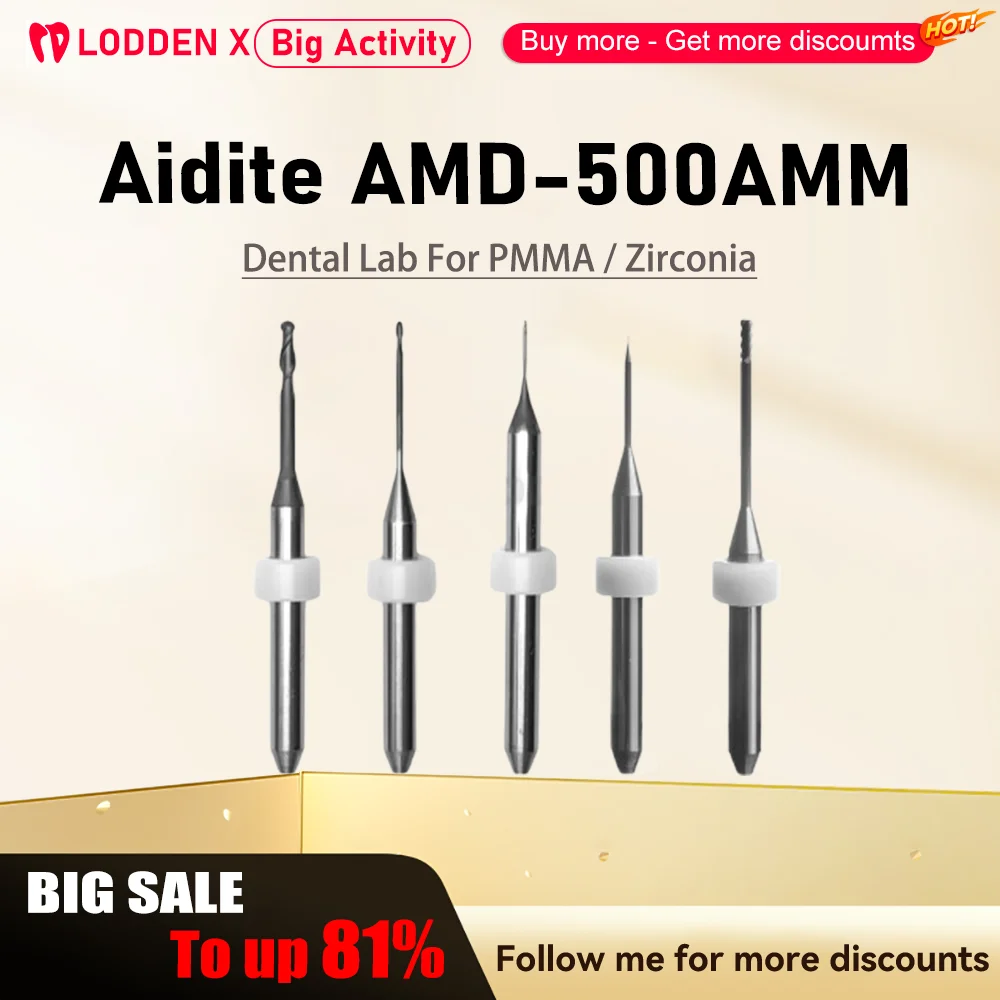 

Aidite AMD-500AMM Dental Milling Burs PMMA Zirconia Shank DC Diamond Coating Milling Cutter Diameter Drill 2.0/1.0/0.6mm