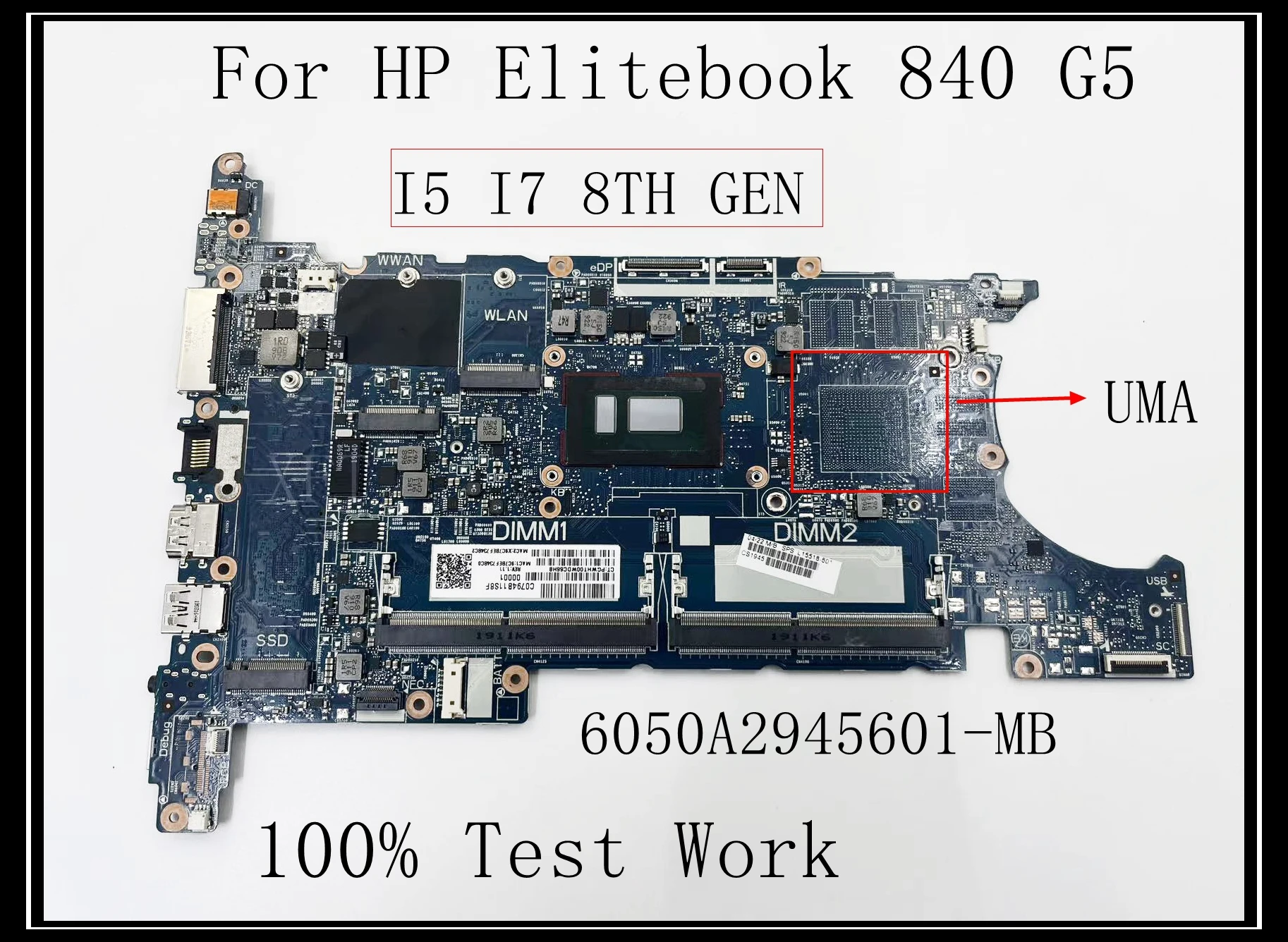 

For HP Elitebook 840 G5 Laptop Motherboard 6050A2945601-MB With I5 I7 8TH GEN CPU UMA DDR4 100% Test Work