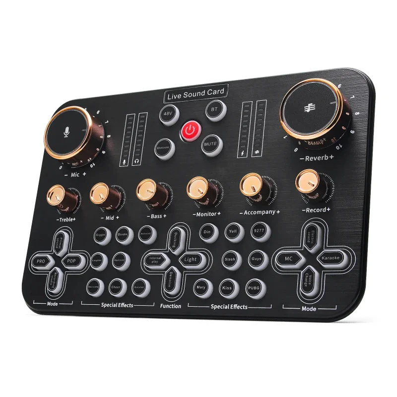 ميكروفون احترافي بطاقة صوت حية ، بث مباشر ، خلاط صوت ، معدات غناء كاريوكي ، أجزاء موسيقى ، 48 فولت ، K600