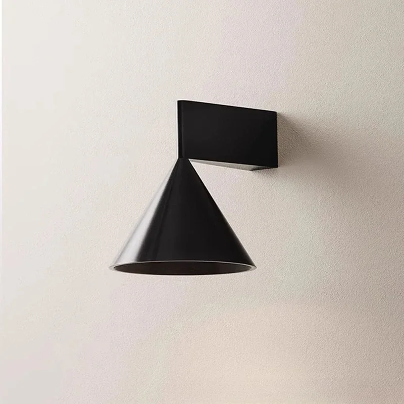 

Italian minimalist bedroom bedside cone wall lamp Nordic designer simple living room background wall high-end aisle light